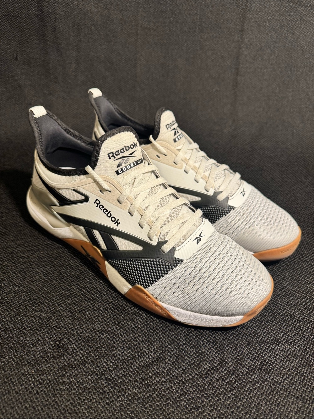 Reebok Nano Court Mens 11.5 White Black Gum Pickleball Training Shoes 100204813